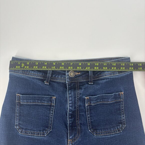 Zara High Waisted Wide Leg Denim Blue Jeans Womens Size 8 Pockets - Picture 10 of 11